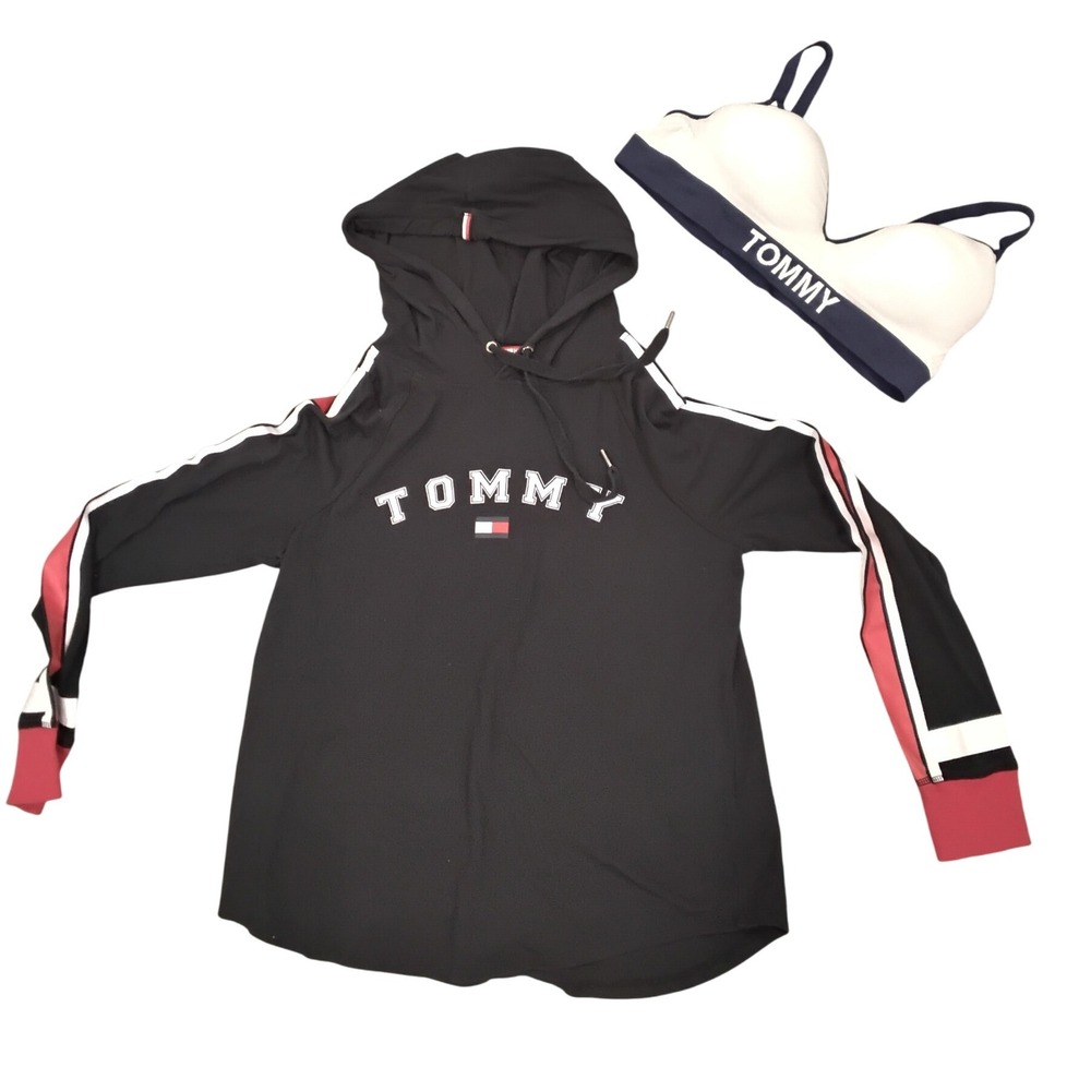 Tommy Hilfiger SPORT Navy Hoodie + Tommy Bralette Bundle Women's M‎ & XL